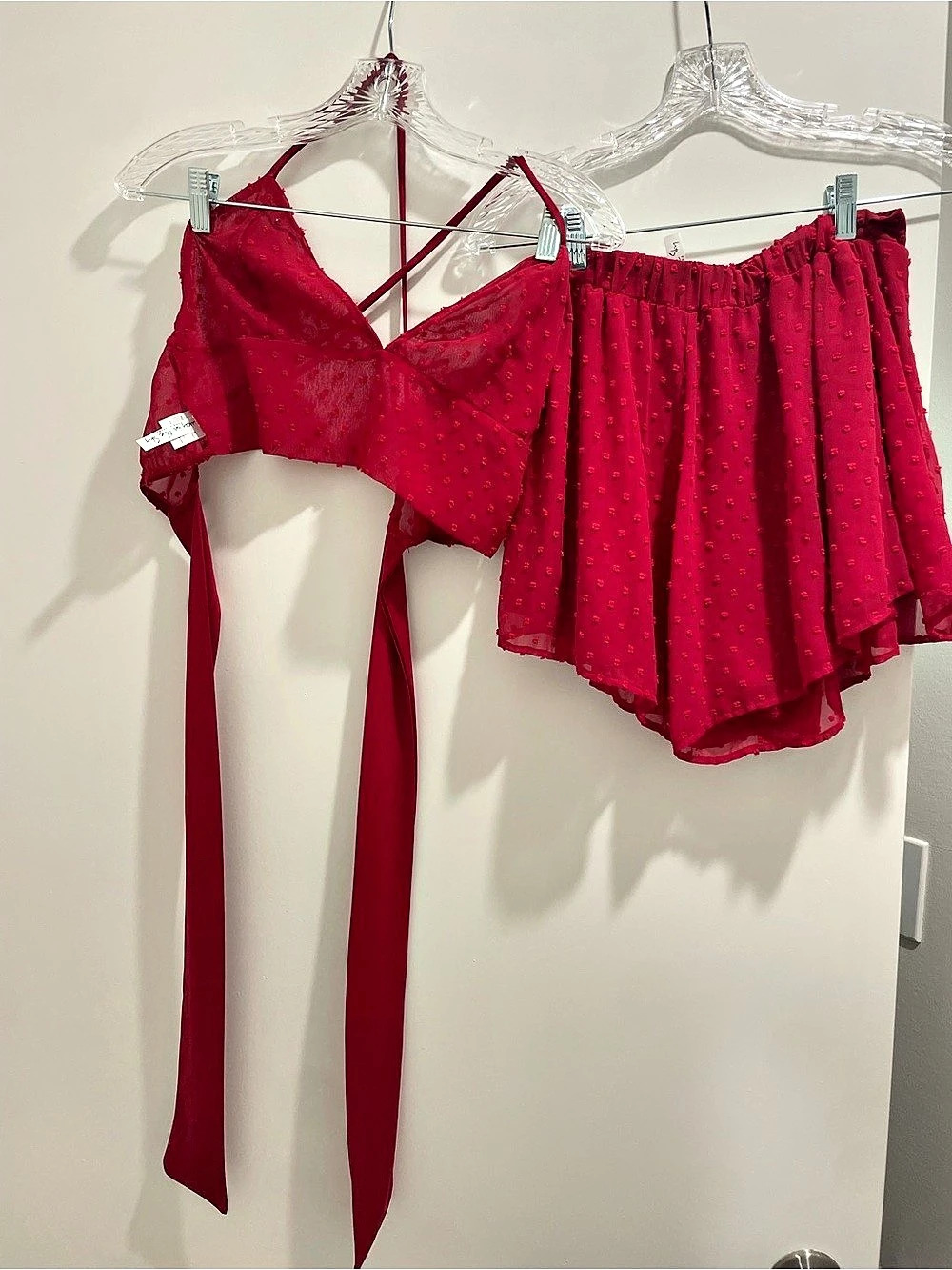 Lucy in the Sky Red Mesh Two-Piece Set Medium